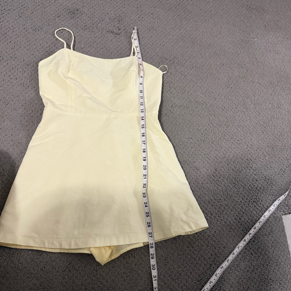 3/$20⚡️ Zara Pale Yellow Mini Dress Romper Sleeveless Square Neck Summer - Picture 14 of 14